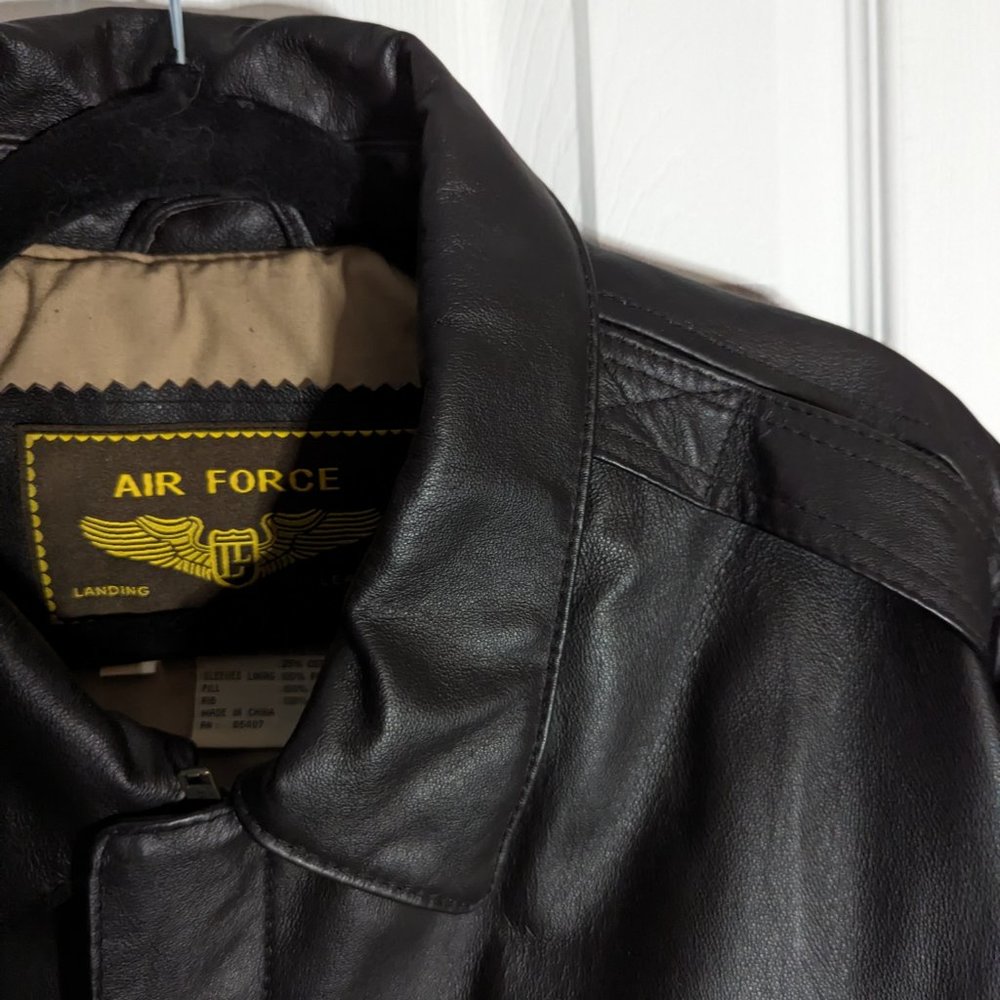 Air Force Landing Leather Men's XL Leather Bomber Jacket - Picture 9 of 16